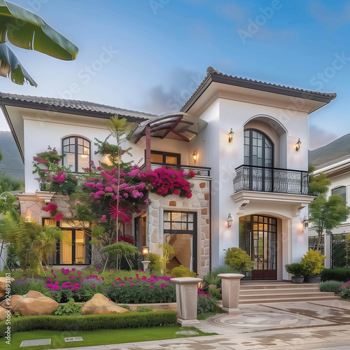 arafed house with a large front yard and a stone walkway