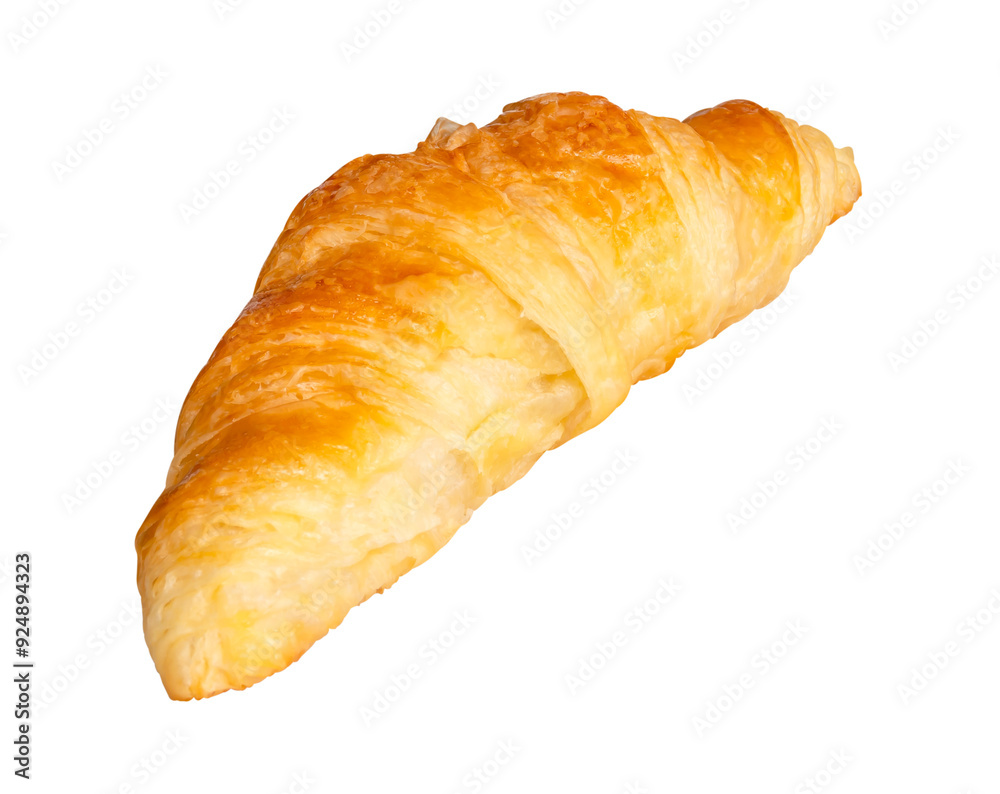 Side view of brown croissant isolated with clipping path in png file format Side view of brown croissant isolated with clipping path in png file format