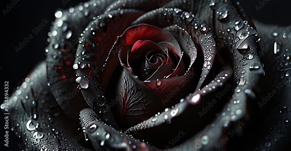 Obraz premium Close-Up Of Water Drops On Rose Flower. 