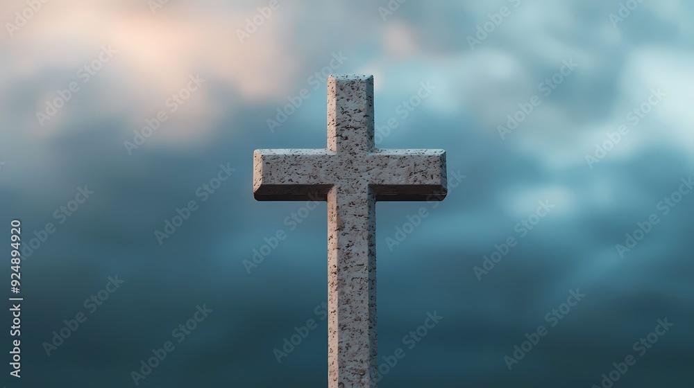 A weathered cross stands against a dramatic sky, representing faith, hope, and spirituality in a serene atmosphere. A weathered cross stands against a dramatic sky, representing faith, hope, and spirituality in a serene atmosphere.