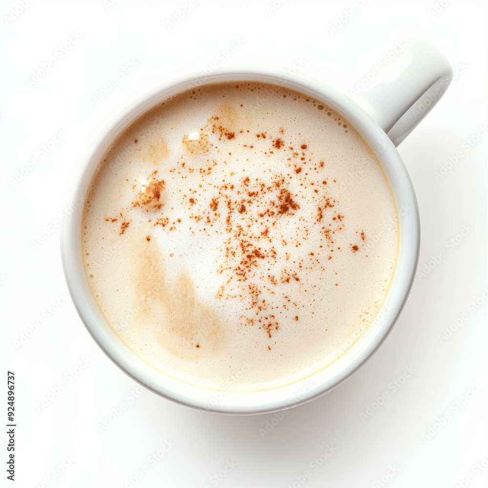 Coffee cup on transparent background, viewed from above