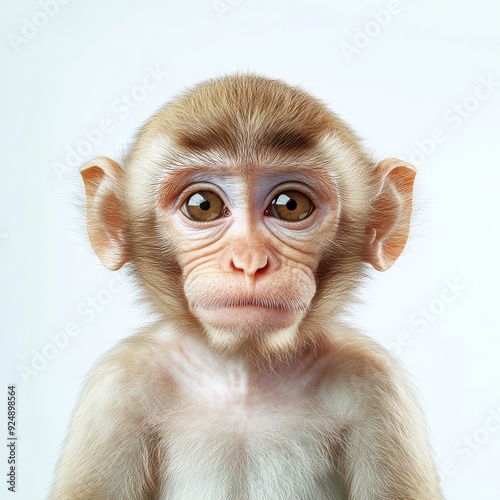 An illustration of a baby monkey with a funny expression, isolated on a transparent background