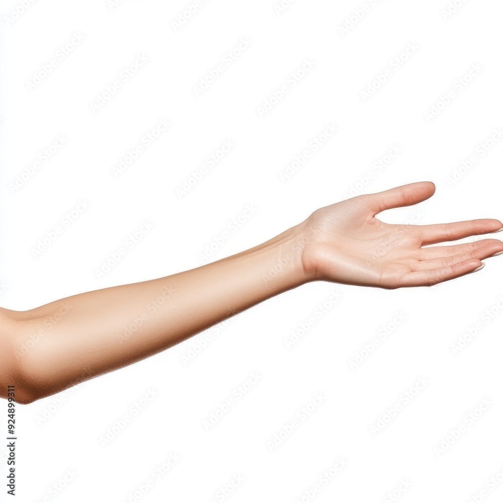 Against a transparent background, a beautiful female arm is isolated Against a transparent background, a beautiful female arm is isolated