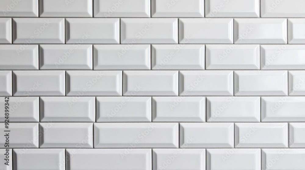 White subway tiles with a matte finish arranged in a classic brick pattern, perfect for a minimalist backdrop. White subway tiles with a matte finish arranged in a classic brick pattern, perfect for a minimalist backdrop.