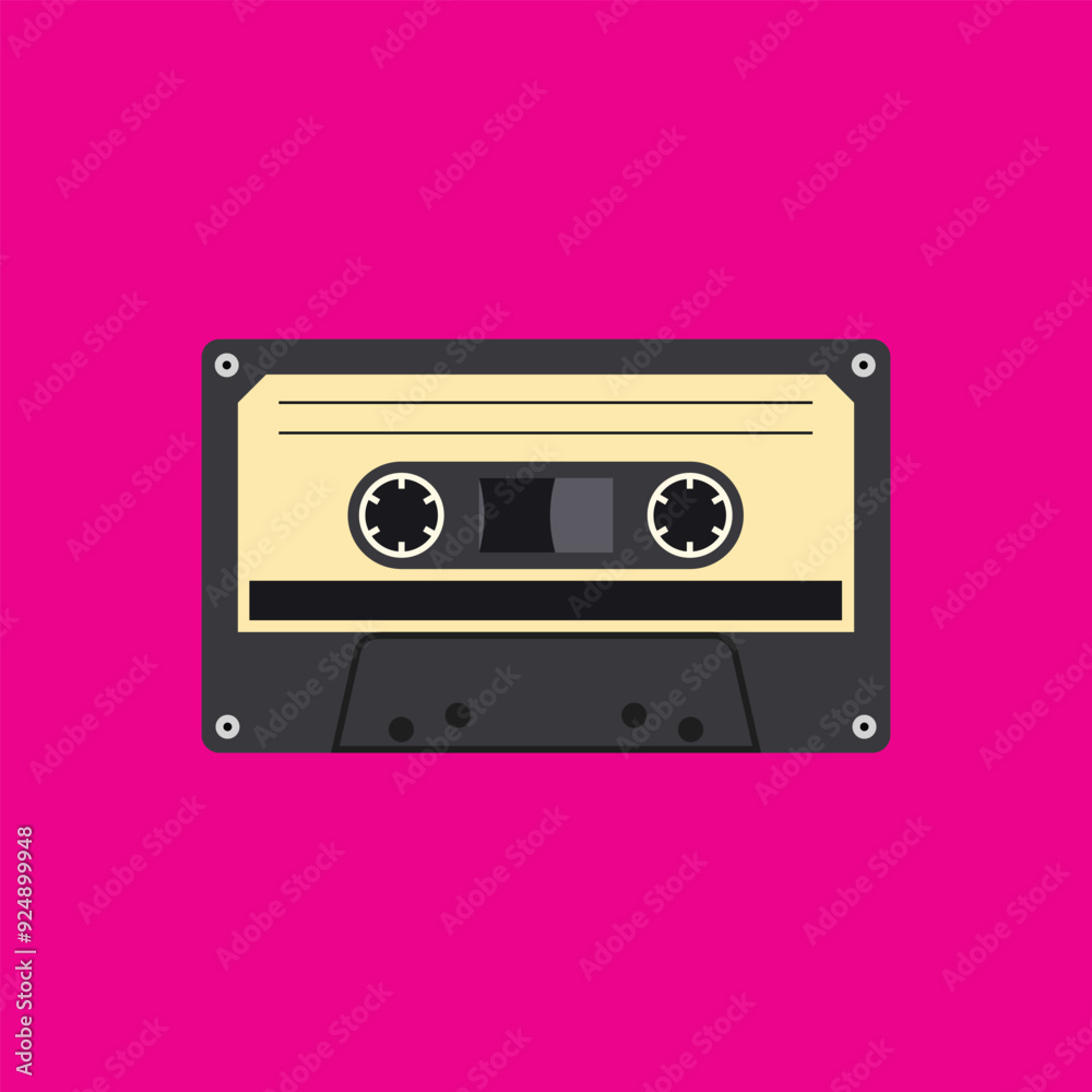 Fototapeta premium A cassette on a pink background, retro style, vintage look, a collector's item.