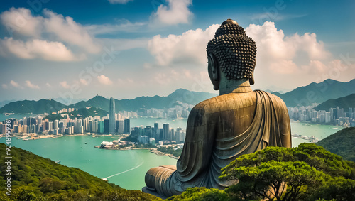 Hong Kong statue of big Buddha in Lantau island