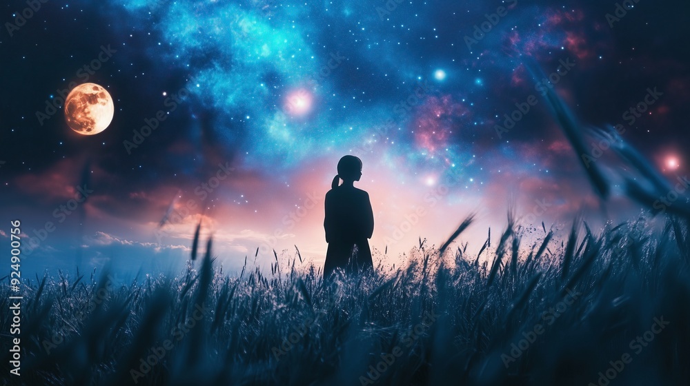 Night sky constellation in summer field. Night sky constellation in summer field.
