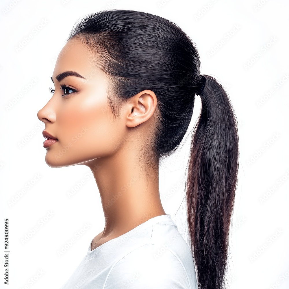 Naklejka premium Isolated on transparent background, beautiful Asian female model's studio shot with concept of style and fashion