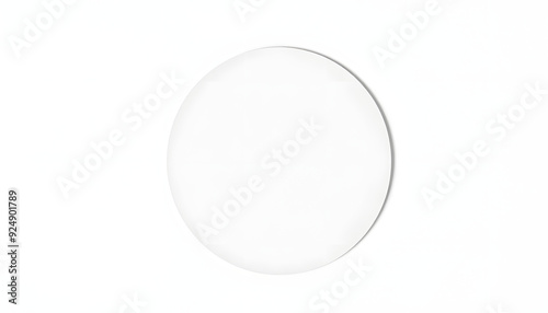 Blank white round paper sticker label isolated isolated with white highlights, png photo