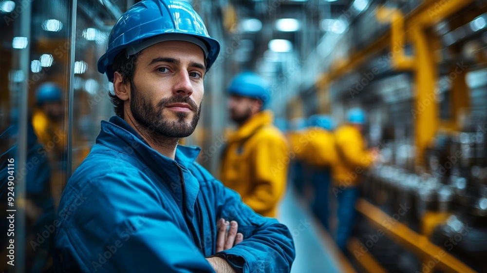 Portrait of a confident engineer in a factory setting - generative ai Portrait of a confident engineer in a factory setting - generative ai
