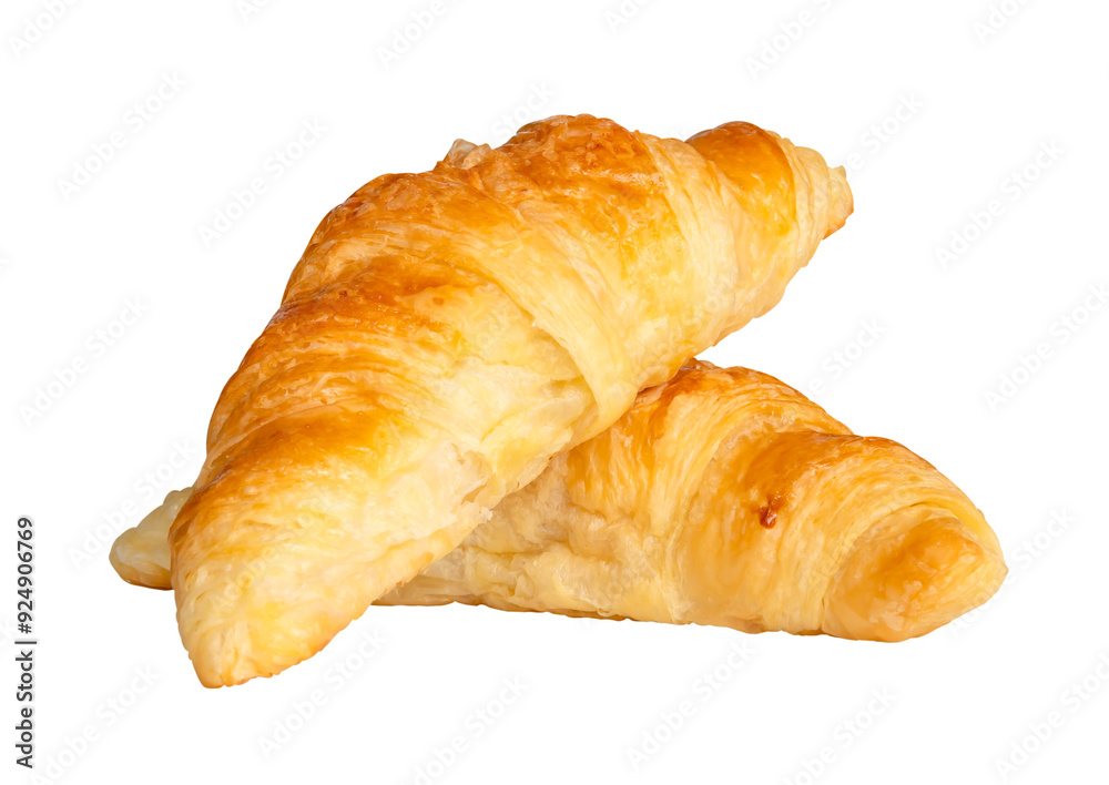 Side view of brown croissants in stack isolated with clipping path in png file format Side view of brown croissants in stack isolated with clipping path in png file format
