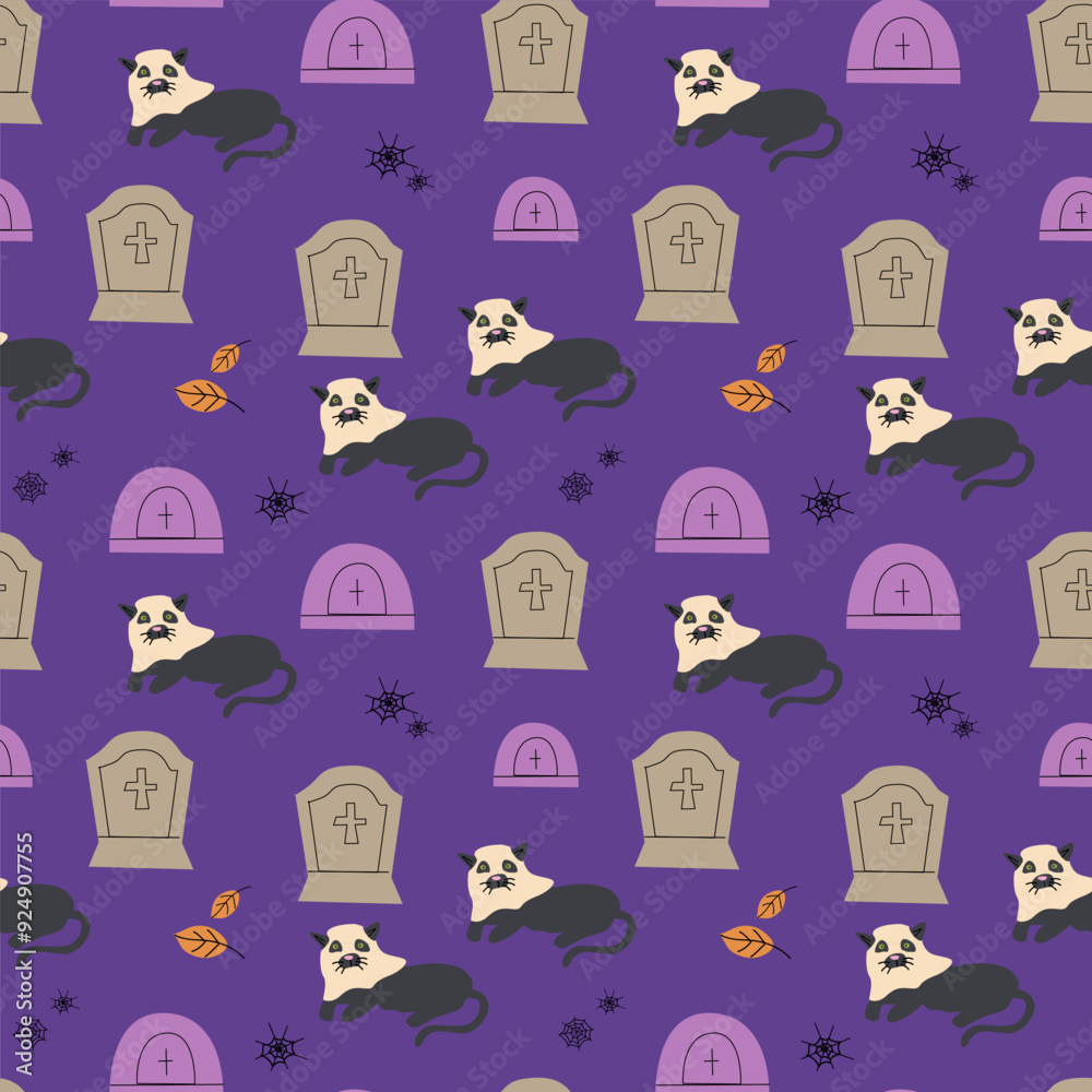 Childrens halloween pattern with cute character. , Ghost in halloween costume, skull and magic pot. Cute childish seamless pattern. Childrens halloween pattern with cute character. , Ghost in halloween costume, skull and magic pot. Cute childish seamless pattern.