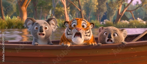Three Animals In A Boat