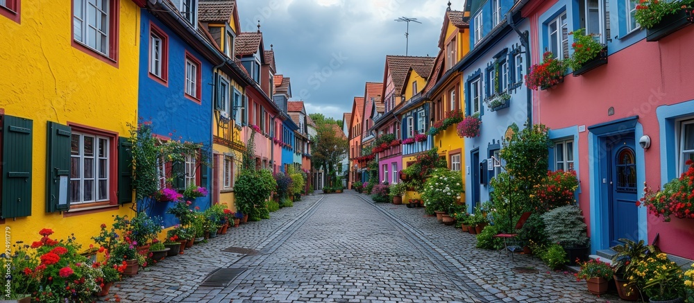 Fototapeta premium Colorful Street in European Town
