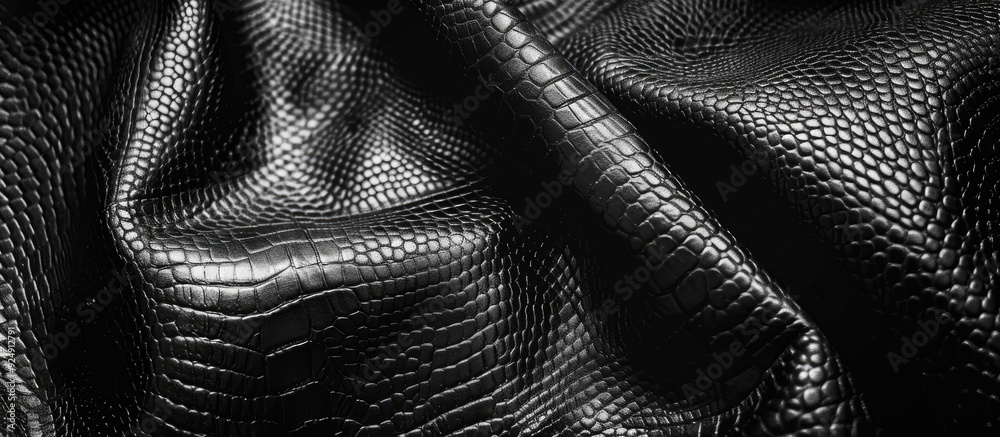 Patterned black leather with a textured surface perfect for a versatile copy space image Patterned black leather with a textured surface perfect for a versatile copy space image