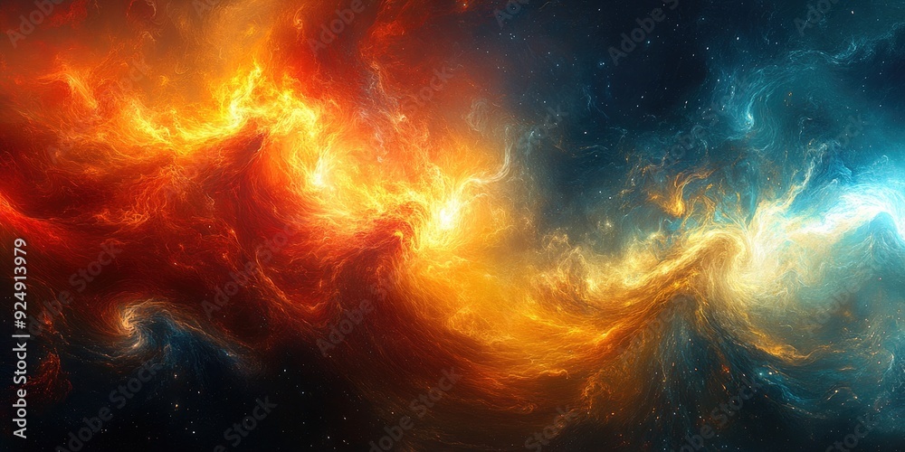 Abstract Cosmic Nebula with Fiery and Icy Colors Abstract Cosmic Nebula with Fiery and Icy Colors