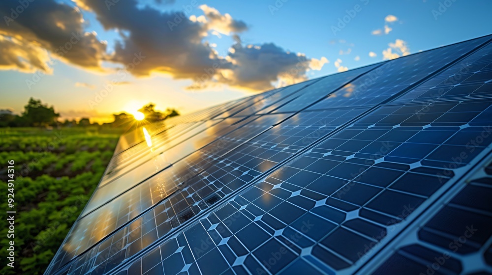 Rooftop Cell Array Foto de Solar Cells on a Rooftop: An array of solar cells installed on ...