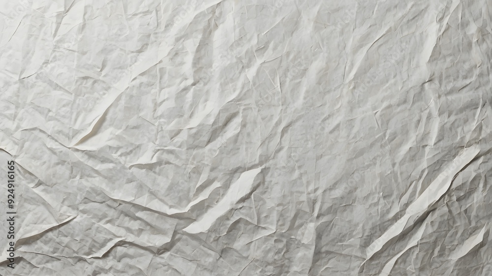 Crumbled beige paper texture with deep creases and folds, creating an abstract pattern in natural light Crumbled beige paper texture with deep creases and folds, creating an abstract pattern in natural light