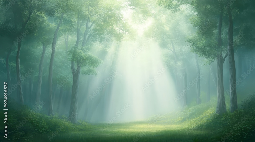 A forest with trees and a grassy field A forest with trees and a grassy field