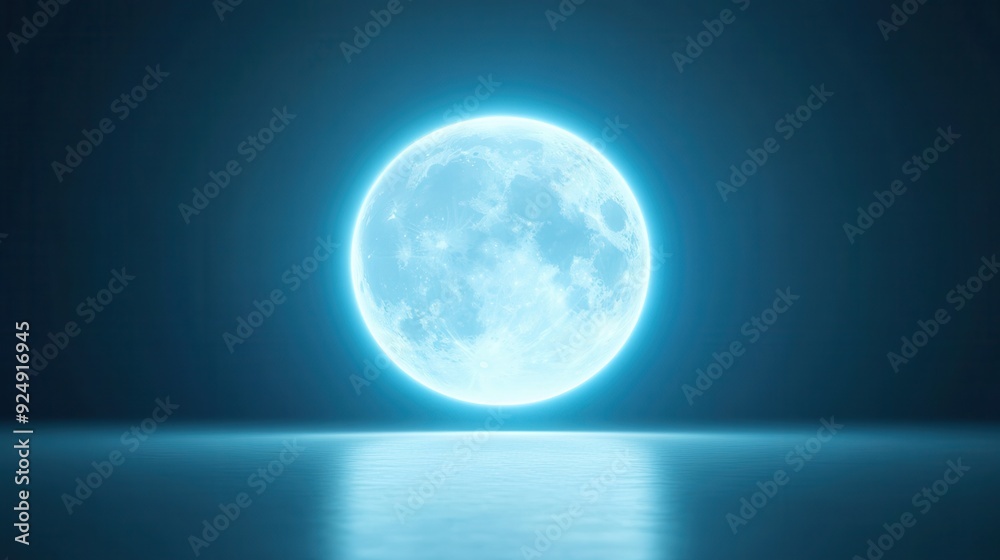 A large blue moon is floating in the sky A large blue moon is floating in the sky