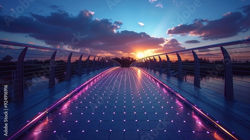Solar Cells on a Bridge: Solar cells integrated into the structure of a modern bridge, powering lights and sensors.