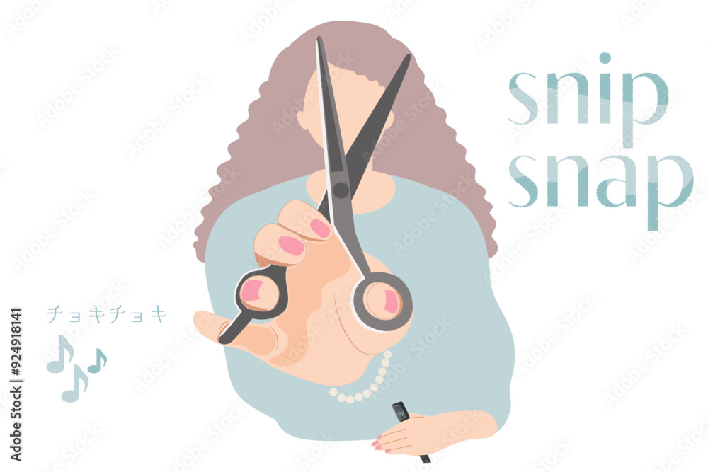 Obraz premium 手にハサミを持ってチョキチョキカットする美容師・理容師