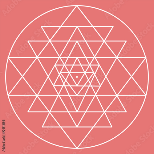 Sri Yantra hand drawn colour sketch for your design