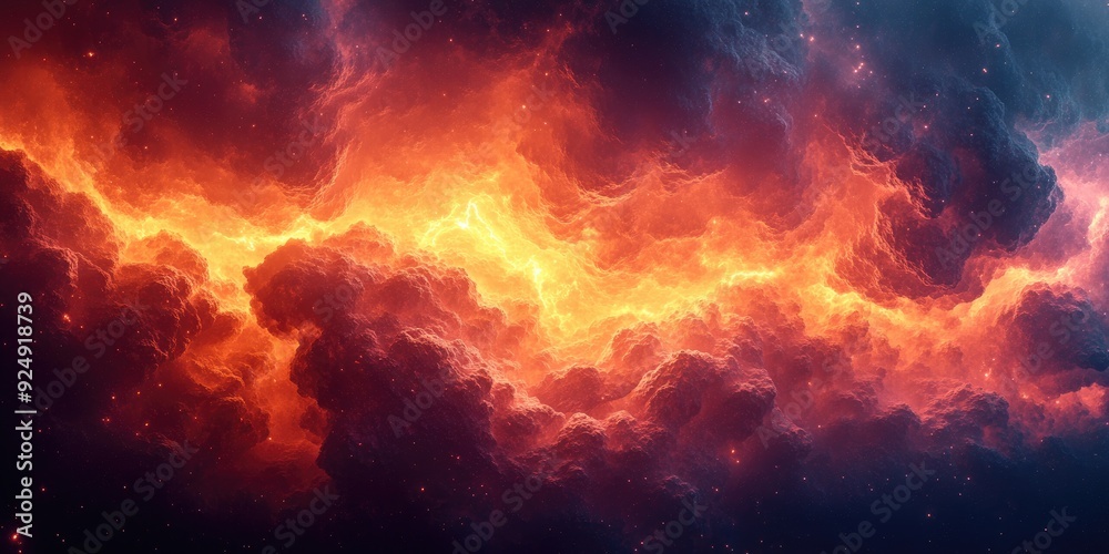 A Fiery Cosmic Nebula With Glowing Gas and Stars A Fiery Cosmic Nebula With Glowing Gas and Stars