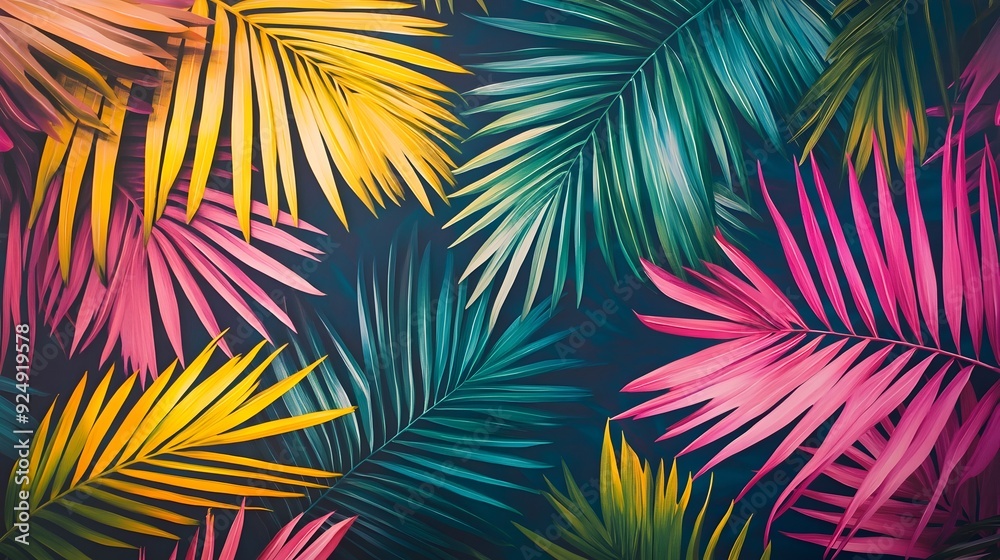 Vibrant Tropical Palm Leaf Backdrop for Summer Vibrant Tropical Palm Leaf Backdrop for Summer