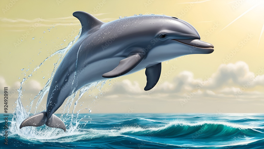 Fototapeta premium dolphin jump in the air. generated ai