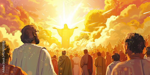 The Kingdom of God: Christ's Second Coming and the Establishment of His Kingdom - Imagine a scene of celebration and jubilation as Christ's Second Coming photo