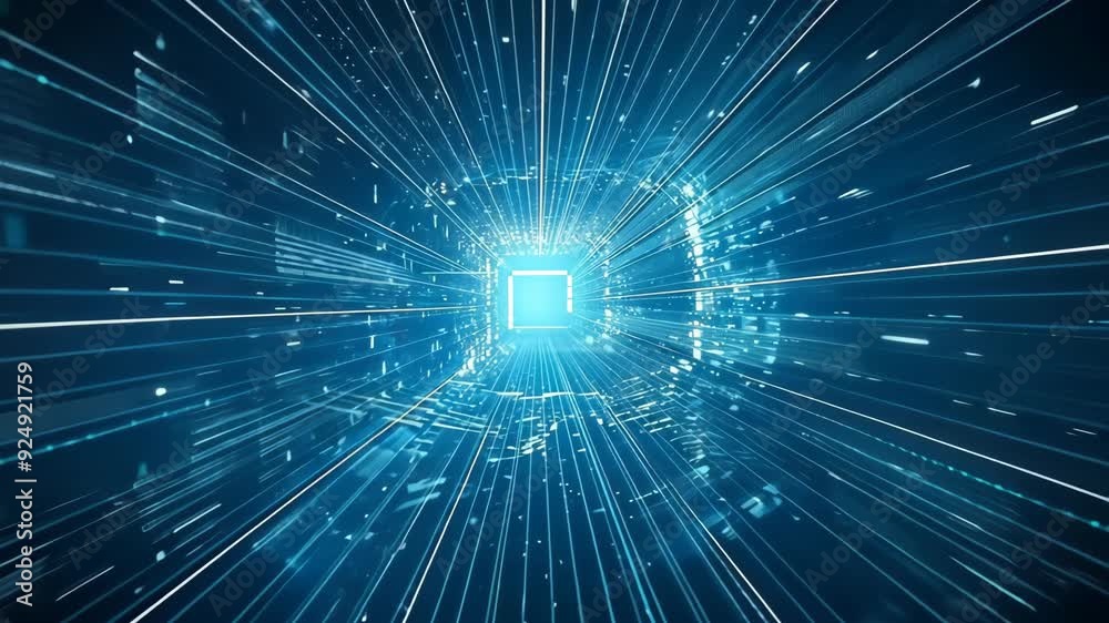 Abstract futuristic background with blue digital lines and glowing dots ...