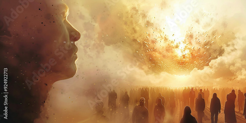 Apocalyptic Awakening: The Prophetic Signs of the End Times - Visualize a scene of awakening and awareness as people recognize the prophetic signs indicating the nearing end times