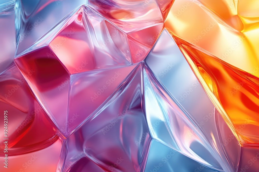 Abstract Close-Up of Multicolored, Shiny, Geometric Shapes Abstract Close-Up of Multicolored, Shiny, Geometric Shapes