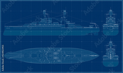 Fotografie USS Arizona BB-39 American Battleship Blueprint