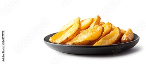 Fried potato wedges on a bl...