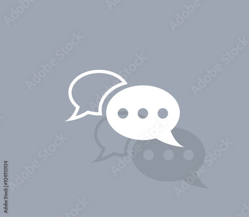 Vector icon of white color with shadow on gray background