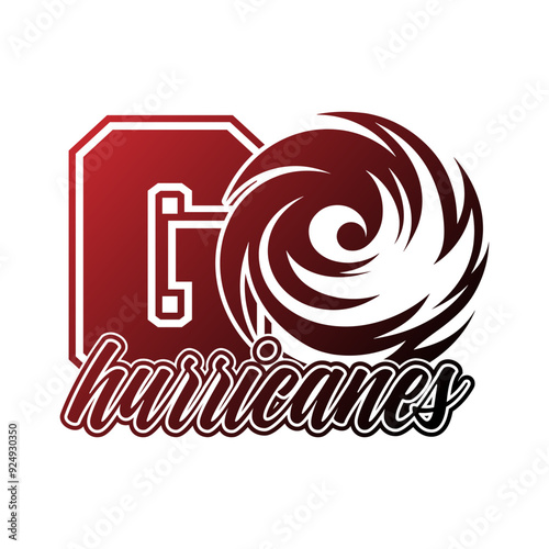 Go Hurricanes Team Illustration Clip Art Design Shape. Mascot Silhouette Icon Vector.