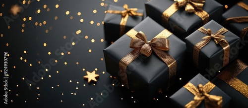 Luxury black gift boxes wit...