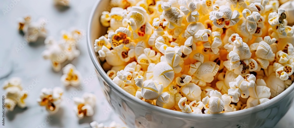 delicious popcorn in a white pot on a white background. with copy space image. Place for adding text or design delicious popcorn in a white pot on a white background. with copy space image. Place for adding text or design