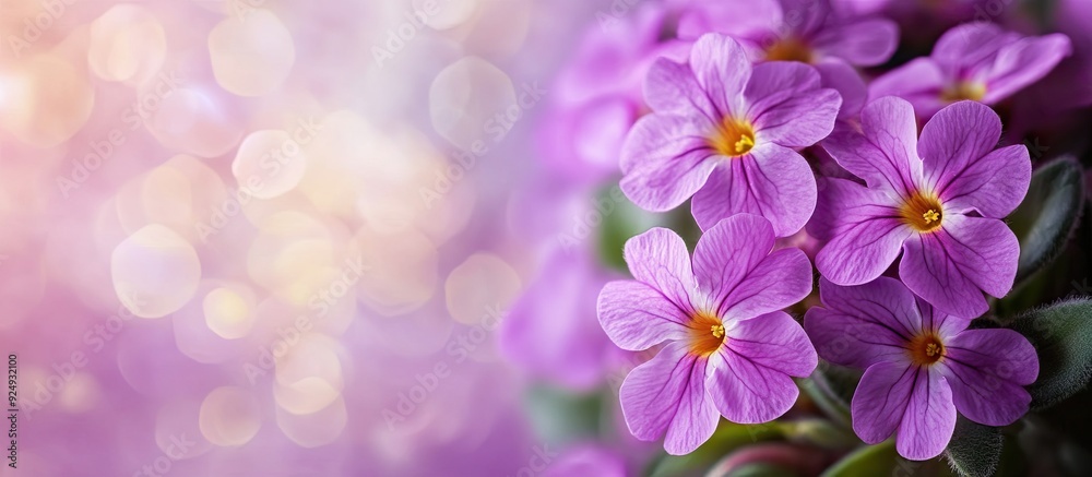 Purple primrose blossoms. with copy space image. Place for adding text or design Purple primrose blossoms. with copy space image. Place for adding text or design