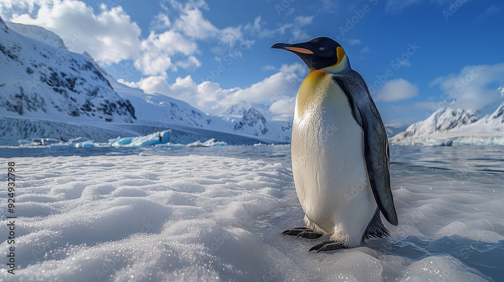 Fototapeta premium Penguins on an ice floe, Antarctic Peninsula, on an iceberg near South Shetland Islands