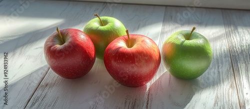 One red apple and two green...