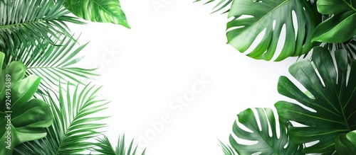 Tropical tree leaves on a w...