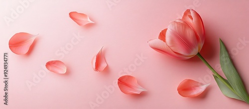 Pink tulip with petals set ...