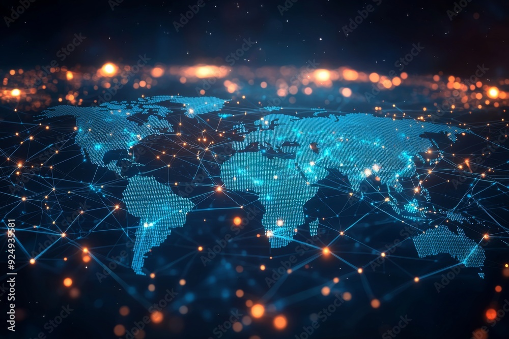 Global Digital Business Network Connection Illustration created with Generative AI Global Digital Business Network Connection Illustration created with Generative AI