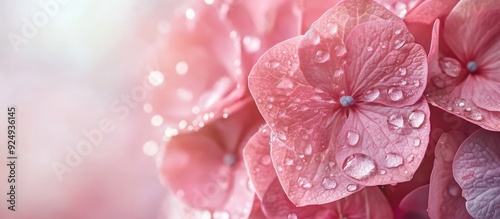 Pink hydrangea with droplet...