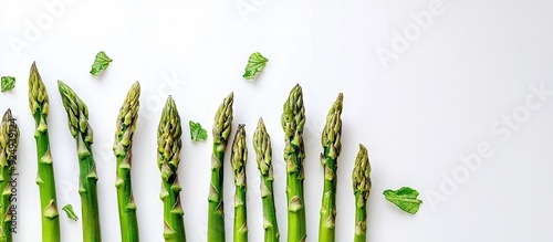 Fresh asparagus on a white ...