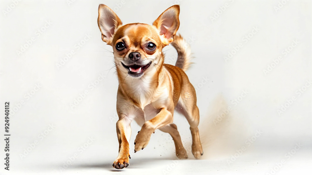 A chihuahua dog is running. A chihuahua dog is running.