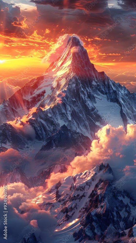 Majestic Mountain Peak at Sunset. Majestic Mountain Peak at Sunset.